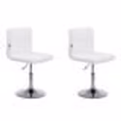 Lot de 2 chaises de salle à manger style moderne et design en synthetique blanc hauteur reglable pivotant pieds en metal