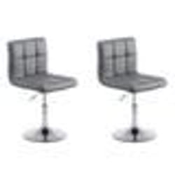 Lot de 2 chaises de salle a manger style moderne et design en synthetique gris hauteur reglable pivotant pieds en metal 10_0000226