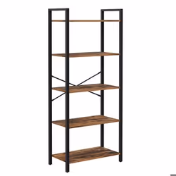 etagere a 5 niveaux bibliotheque avec structure en acier pour salon bureau entree style industriel 153 cm marron rustiqu
