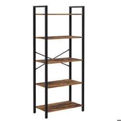 etagere a 5 niveaux bibliotheque avec structure en acier pour salon bureau entree style industriel 153 cm marron rustiqu