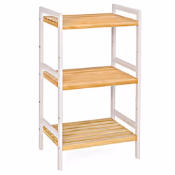 Étagère à chaussures - Meuble dentrée - Bambou naturel - 3 niveaux - 80 cm - Blanc