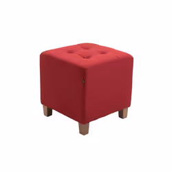 Tabouret - Non spécifié - 45x46 cm - Tissu rouge - Pieds en bois - Design contemporain