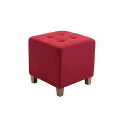 Tabouret - Non spécifié - 45x46 cm - Tissu rouge - Pieds en bois - Design contemporain