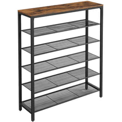 Étagère à chaussures porte-chaussures meuble de rangement 5 étagères grillagées et 1 dessus pour entrée dressing cadre en acier style industriel
