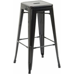 Tabouret de bar chaise haute de comptoir style industriel en métal noir 100000144