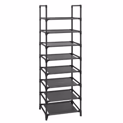 etagere a chaussures a 8 niveaux meuble de rangement cadre en metal etagere en tissu non tisse 16 20 paires pour entree