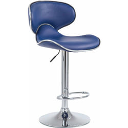 Tabouret de bar chaise de bar hauteur réglable avec repose pieds en synthétique bleu et métal 100000083
