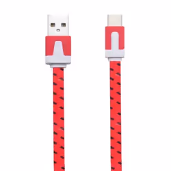 Cable Noodle Type C pour SAMSUNG Galaxy S8+ Chargeur Android USB 15m Connecteur Tresse - Couleur:ROUGE