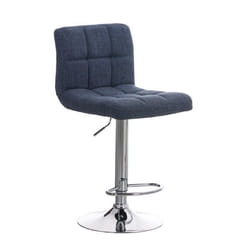 Tabouret de bar - Design moderne - Tissu bleu - Hauteur réglable - Repose-pieds ajustable - Pivotant 360°