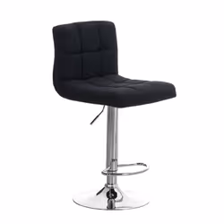 Tabouret de bar - Design moderne - Tissu noir - Hauteur réglable - Repose-pieds pivotant - 360°