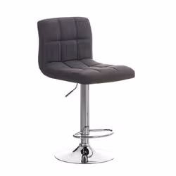 Tabouret de bar - Design Moderne - Tissu Gris Clair - Hauteur Réglable - Repose-Pieds Pivotant - 360°