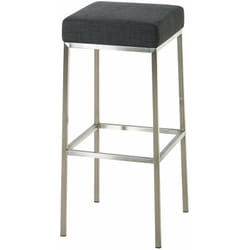 Tabouret de bar rembourré revêtement tissu gris foncé avec repose-pieds acier inoxydable hauteur de l'assise 85 cm 100000042