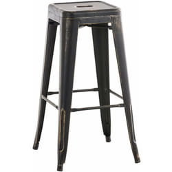 Tabouret de bar empilable avec repose-pieds design industriel métal noir et doré 100000036