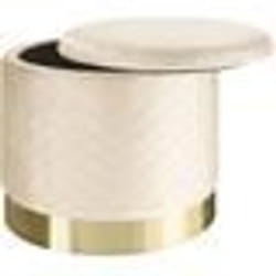 Pouf tabouret siege coffre de rangement aspect velours matelasse beige