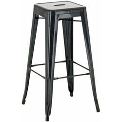 Tabouret de bar empilable avec repose-pieds design industriel factory métal noir 100000026
