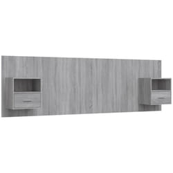 Tête de lit accessoire couchage chambre à coucher meuble avec chevet intégré étagère mdf gris TDL0205807