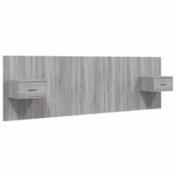 Tête de lit - Accessoire de chambre - MDF gris - Design classique - Avec chevet intégré - Résistant à lhumidité