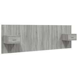 Tête de lit - Accessoire de chambre - MDF gris - Design classique - Avec chevet intégré - Résistant à lhumidité