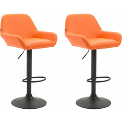 Lot de 2 tabourets de bar moderne et confortable en synthétique orange pieds trompette en métal noir TDB10221