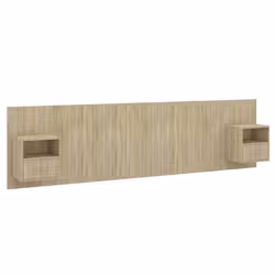 Tête de lit avec chevet intégré - TDL - MDF gris - Design classique - Espace de rangement - Dimensions 200x80cm