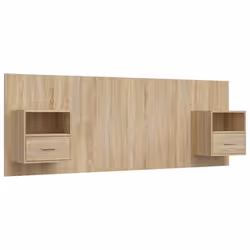 Tête de lit avec chevet intégré - TDL - MDF - Marron clair - Design classique - Espace de rangement