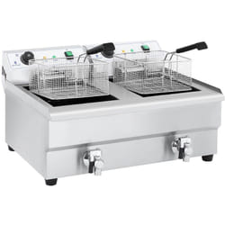 Friteuse électrique de restaurant double professionnelle 2 x 3 200 watts 2 x 16 litres au total 2 x 12 litres d'huile thermostat 2 robinets acier