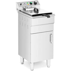 Friteuse électrique 13 litres 5 000 watts robinet de vidange zone froide sur armoire professionnelle acier inoxydable