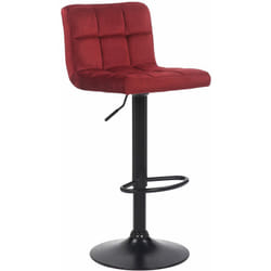 Tabouret de bar en velours rouge avec pieds en métal noir assise rembourée repose-pieds pivotant TDB10181
