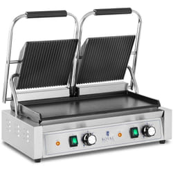 Helloshop26 - Machine à panini double appareil toaster rainurée + lisse 3600 watts 50 - 300 °c avec collecteur de graisse inox fonte de fer