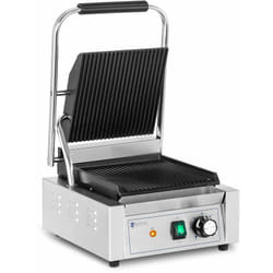 Machine à panini appareil toaster presse 1 800 watts rainurée 50 - 300 °c avec collecteur de graisse inox/fonte de fer