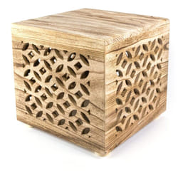 Tabouret table d'appoint cube bois table de chevet cube bois marron table basse étagère 39x40x40 cm TABA06015