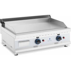 Plancha à gaz naturel en inox grill professionnel 75 cm 2 zones de cuisson 2 x 3 100 watts (plaque 74,5 x 40 cm, 20 mbar, gaz naturel, 50 - 300 °c,