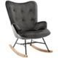 Fauteuil à bascule - FAB - Bouton décoratif - Velours gris foncé - Design moderne - Confortable