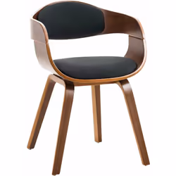 Chaise visiteur en tissu design retro et confort maximal noyer noir Dossier et siège généreusement rembourrés et revêtus d'un ...