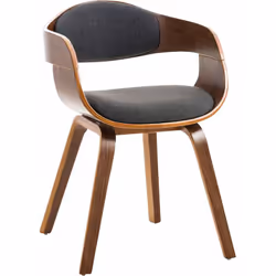 Chaise visiteur en tissu design retro et confort maximal noyer gris foncé. Dossier et siège généreusement rembourrés et revêt ...
