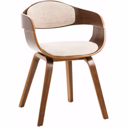 Chaise visiteur en tissu design retro et confort maximal noyer crème. Dossier et siège généreusement rembourrés et revêtus d' ...