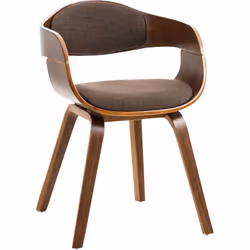 Chaise visiteur en tissu design retro et confort maximal noyer marron. Dossier et siège généreusement rembourrés et revêtus d ...