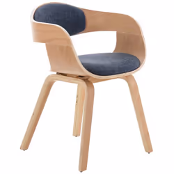 Chaise visiteur en tissu design retro et confort maximal naturel et bleu. Dossier et siège généreusement rembourrés et revêtu ...