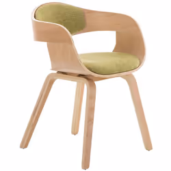 Chaise visiteur en tissu design retro et confort maximal naturel et vert. Dossier et siège généreusement rembourrés et revêtu ...