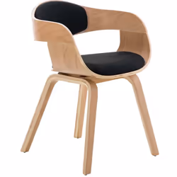 Chaise visiteur en tissu design retro et confort maximal naturel et noir. Dossier et siège généreusement rembourrés et revêtu ...
