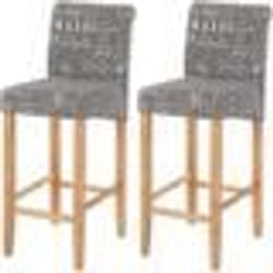 Tabourets de bar - Non spécifié - Lot de 2 - Tissu gris - Pieds en bois clair - Confort élevé