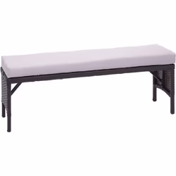 Banc de jardin banquette en polyrotin noir et coussin gris clair Ne s'effiloche pas Matériel du treillis: polyrotin Coussin a ...