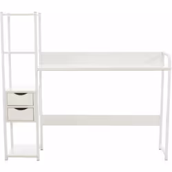Bureau avec étagère et espace de rangement style industriel Matériaux de haute qualité Le plateau de la table est en MDF blan ...