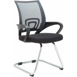 Décoshop26 - Chaise de bureau reception sans roulettes dossier en maille avec accoudoirs gris BUR10500