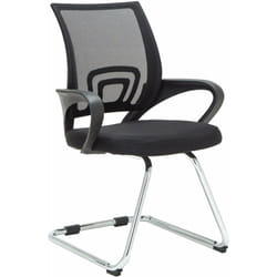 Décoshop26 - Chaise de bureau reception sans roulettes dossier en maille avec accoudoirs noir BUR10499