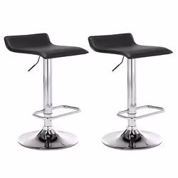 Tabourets de bar - Non spécifié - Lot de 2 - Synthétique noir - Hauteur réglable - Repose-pieds chrome
