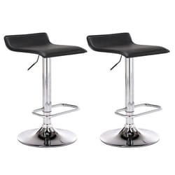 Tabourets de bar - Non spécifié - Lot de 2 - Synthétique noir - Hauteur réglable - Repose-pieds chrome