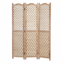 Paravent - Décoshop2 - 3 Panneaux - Bois Naturel - Motif Fraise - 170x120 cm