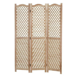 Paravent - Décoshop2 - 3 Panneaux - Bois Naturel - Motif Fraise - 170x120 cm
