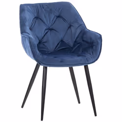 Chaise de coiffeuse salon bureau rembourre confortable et moderne capitonne velours bleu